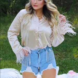 Feather Silk Blouse Top